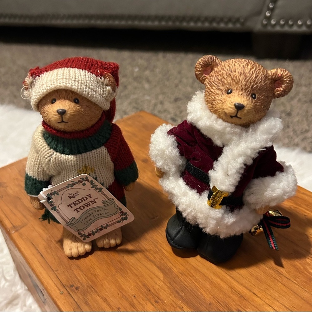 $15 sale Russ Teddy Town Teddy Bear Santa 5” Christmas 2 pc NWT